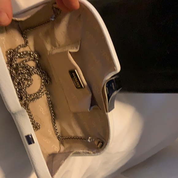 RODO VINTAGE WHITE SILVER ASYMMETRICAL CONVERTIBLE CLUTCH MINAUDIERE - Picture 6 of 7